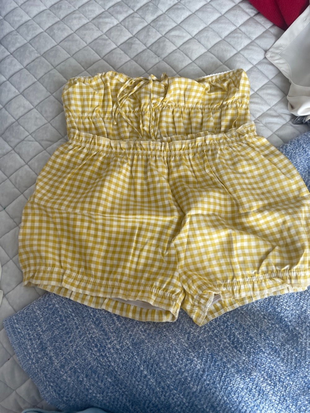 Yellow Gingham Strapless short set - Picture 3 of 5